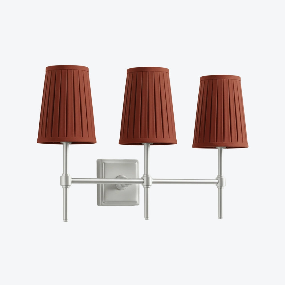 Derlina White Linen Shades Wall Lamp – Retro Metal Multi-Head Lighting Fixture