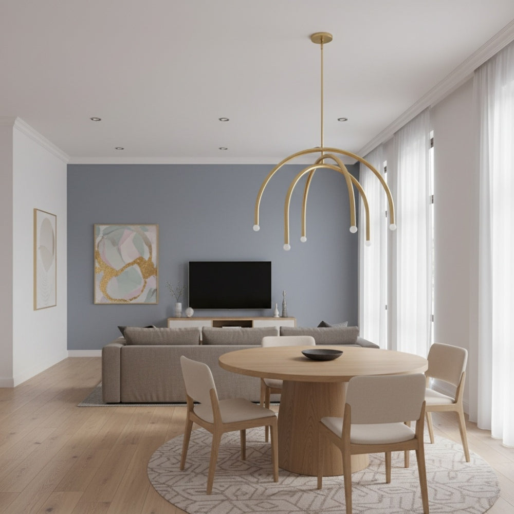 Borvia Rotatable Arm Chandelier - Modern Arc Metal Lamp for Living Room