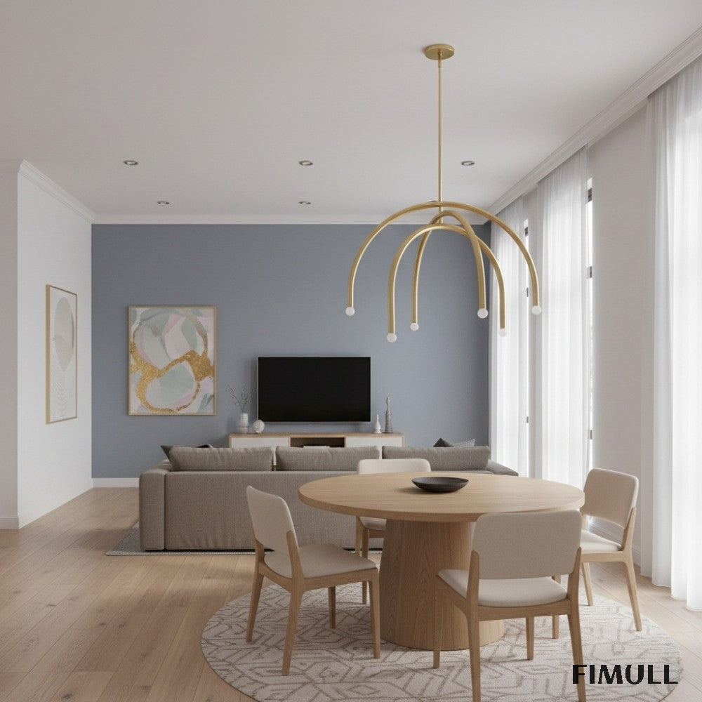 Borvia Rotatable Arm Chandelier - Modern Arc Metal Lamp for Living Room