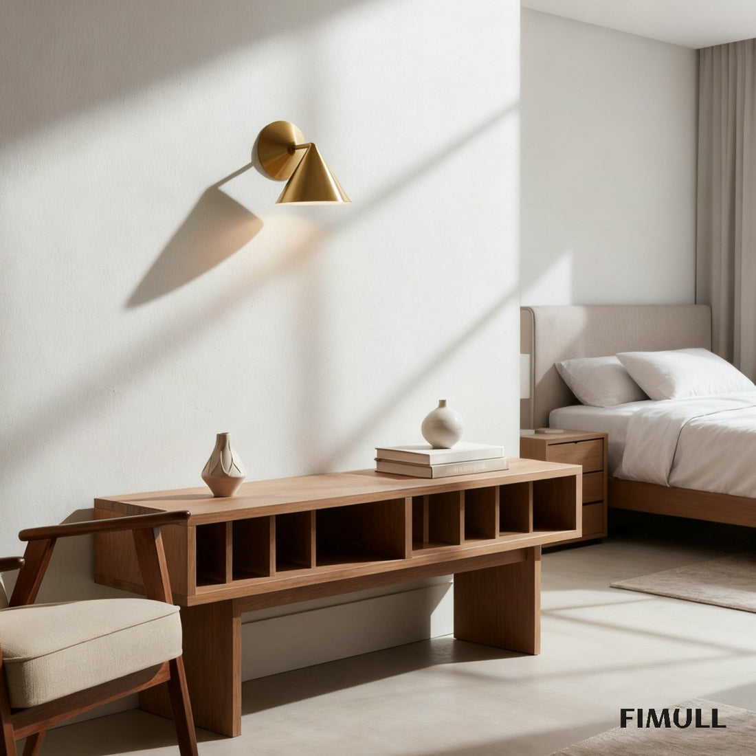 Brivana Modern Metal Wall Light - Cone Brass Sconce for Hallway