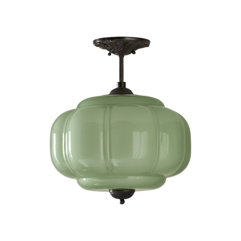 Vintage Milk Glass Eloise Semi-Flush Mount Pendant Light