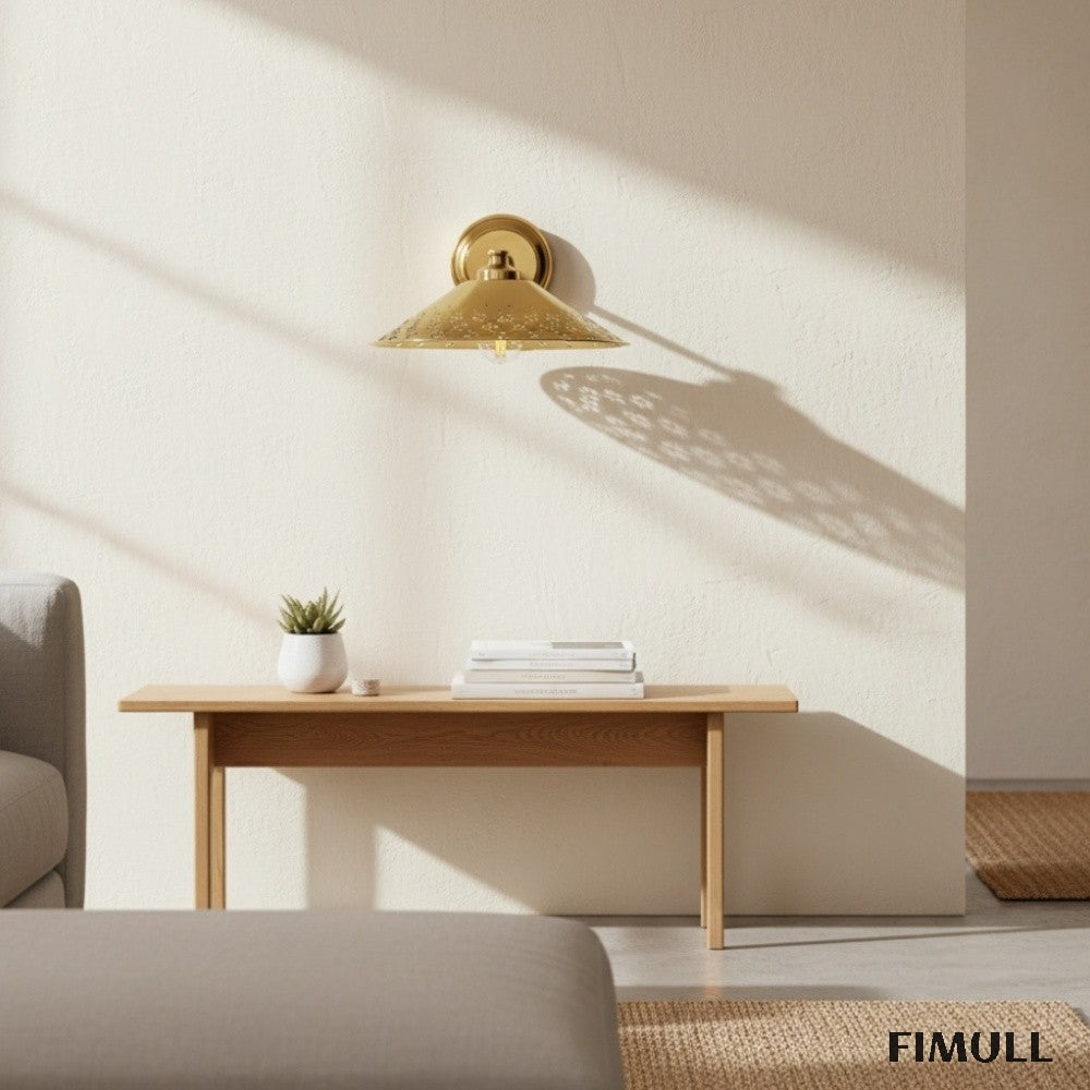 Auriglow Brass Wall Sconce - Perforated Modern Wall Light for Hallway