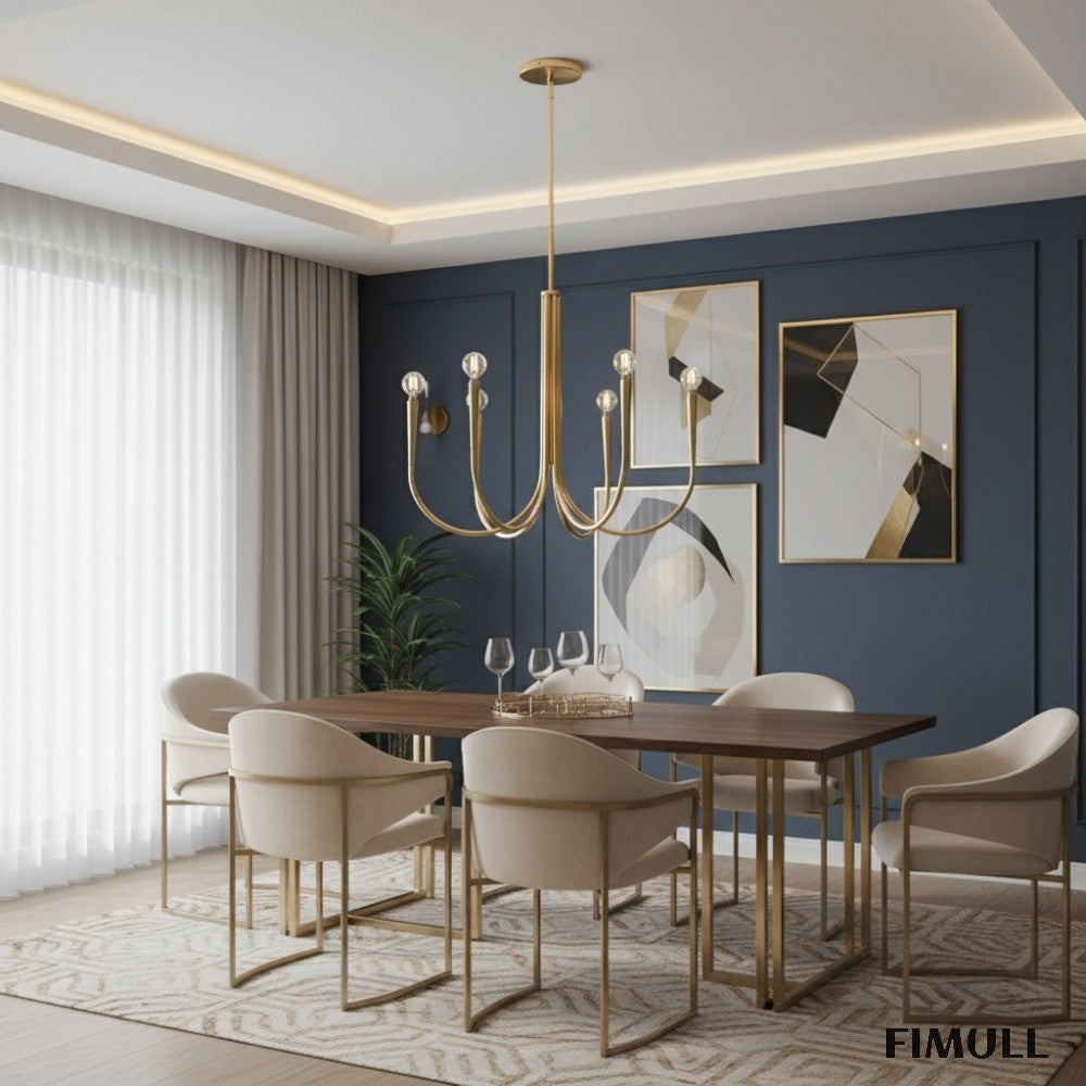 Borvia Metal Swoop Arm Chandelier - Modern Arc Lamp for Living Room