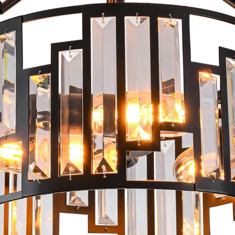 Industrielle Käfig-Deckenlampe aus schwarzem Kristall