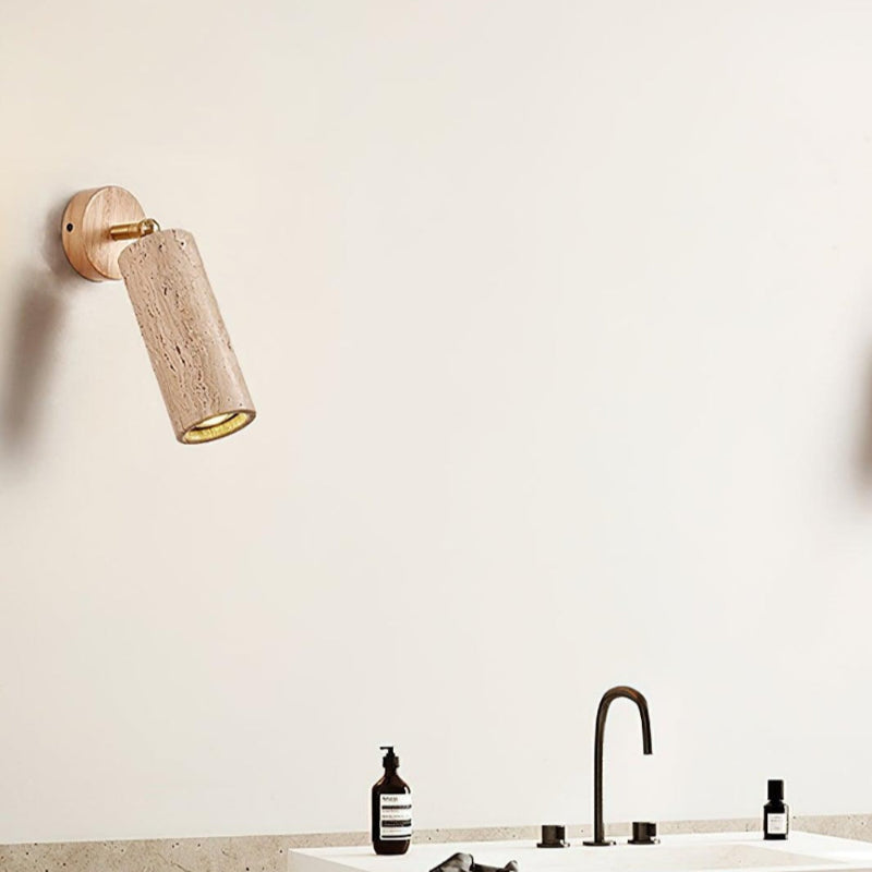 Adjustable Travertine Cylindrical Tube Wall Lamp