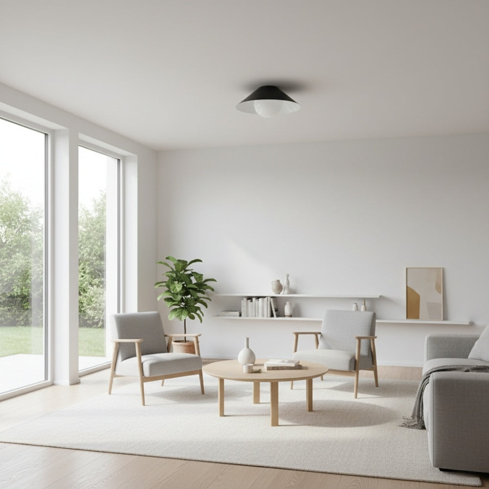 Brivana Metal Semi-Flush Ceiling Light - Modern Cone Lamp for Hallway