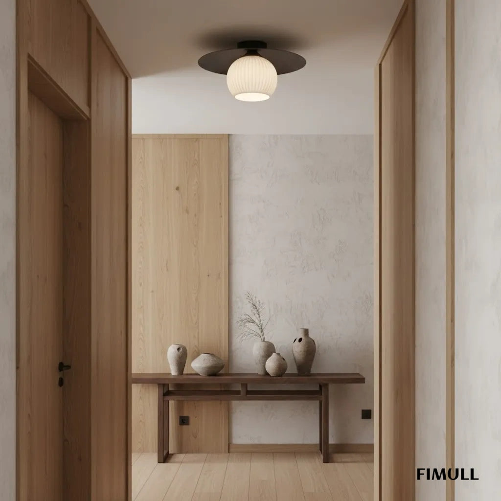 Domebora Striped Glass Orb Ceiling Light - Vintage Dome Design for Hallway
