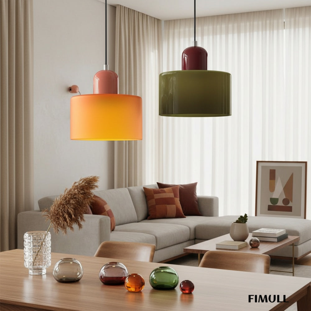 Morvella Layered Disc and Orb Pendant Lamp - Contemporary Cylinder Design for Kitchen Islands