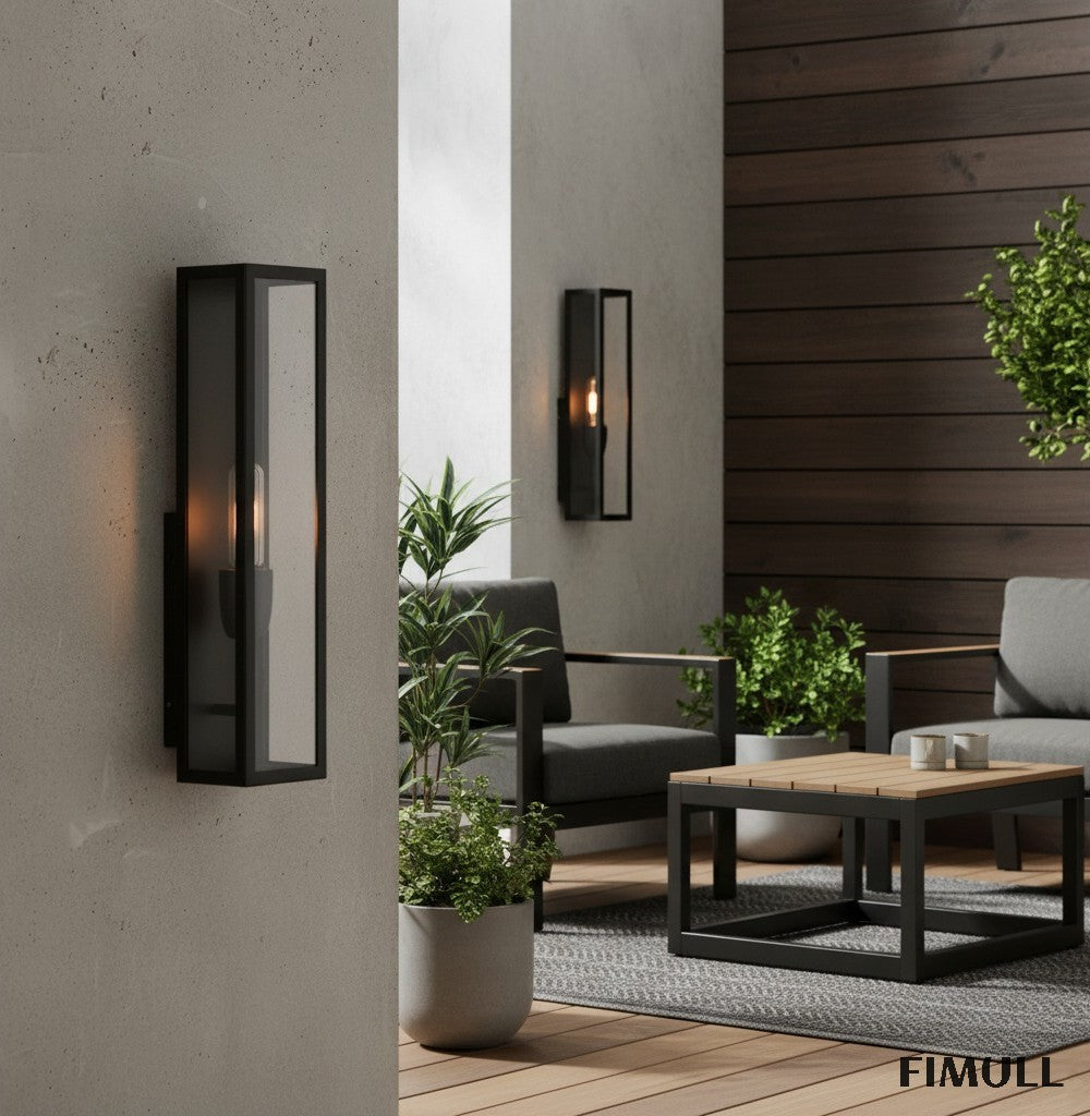 Ferrix Iron Outdoor Wall Lamp - Industrial Rectangular Glass Sconce