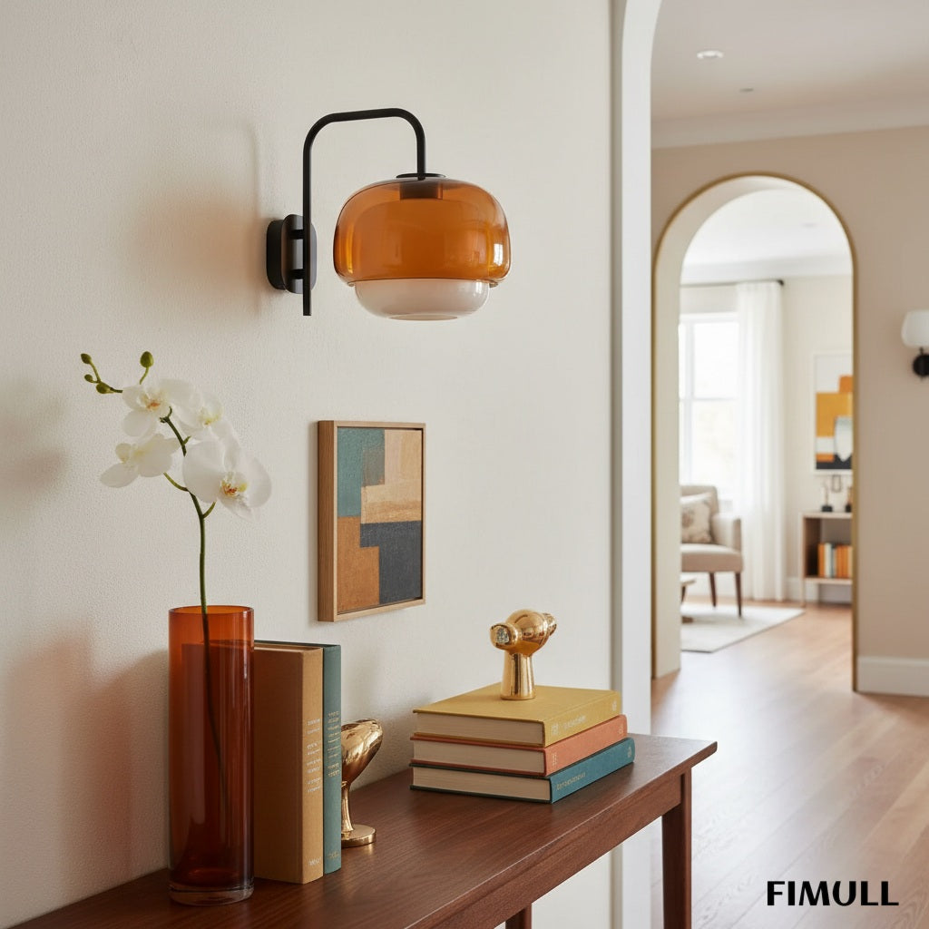 Clinco Mushroom Glow Wall Lamp - Vintage Bauhaus Glass Dome Wall Lamp for Living Room