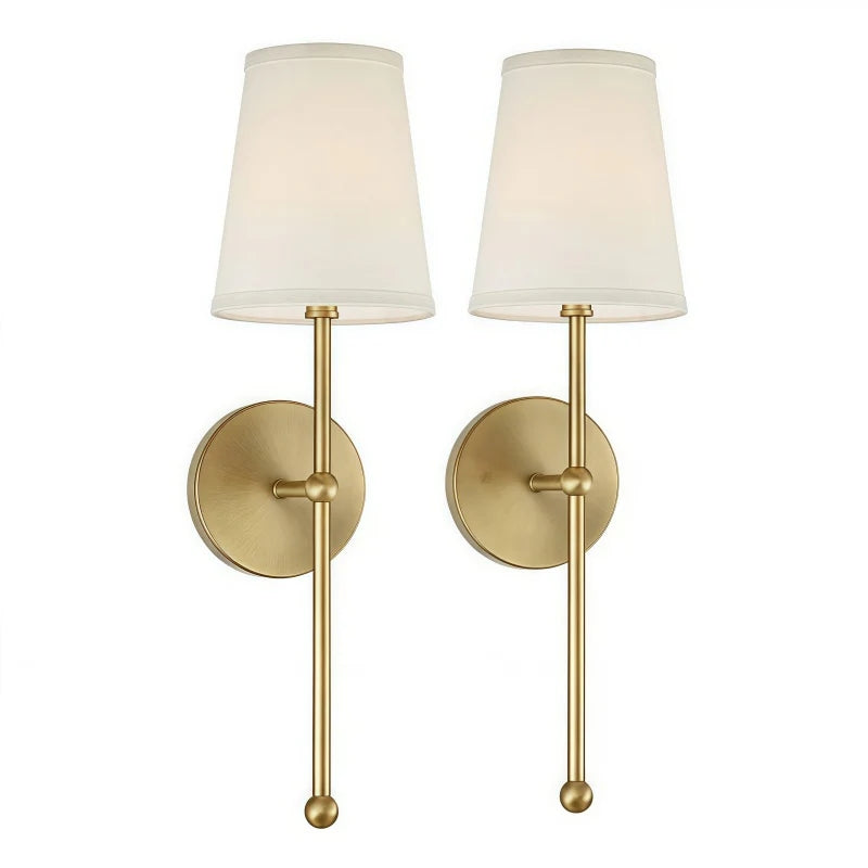 Nordic Brass Fabric Wall Lamp - Rustic Sconce Light for Bedroom Decor