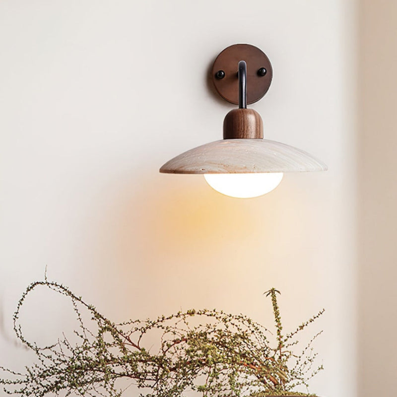 Minimalistische Travertin-Steinscheibe Wandleuchte