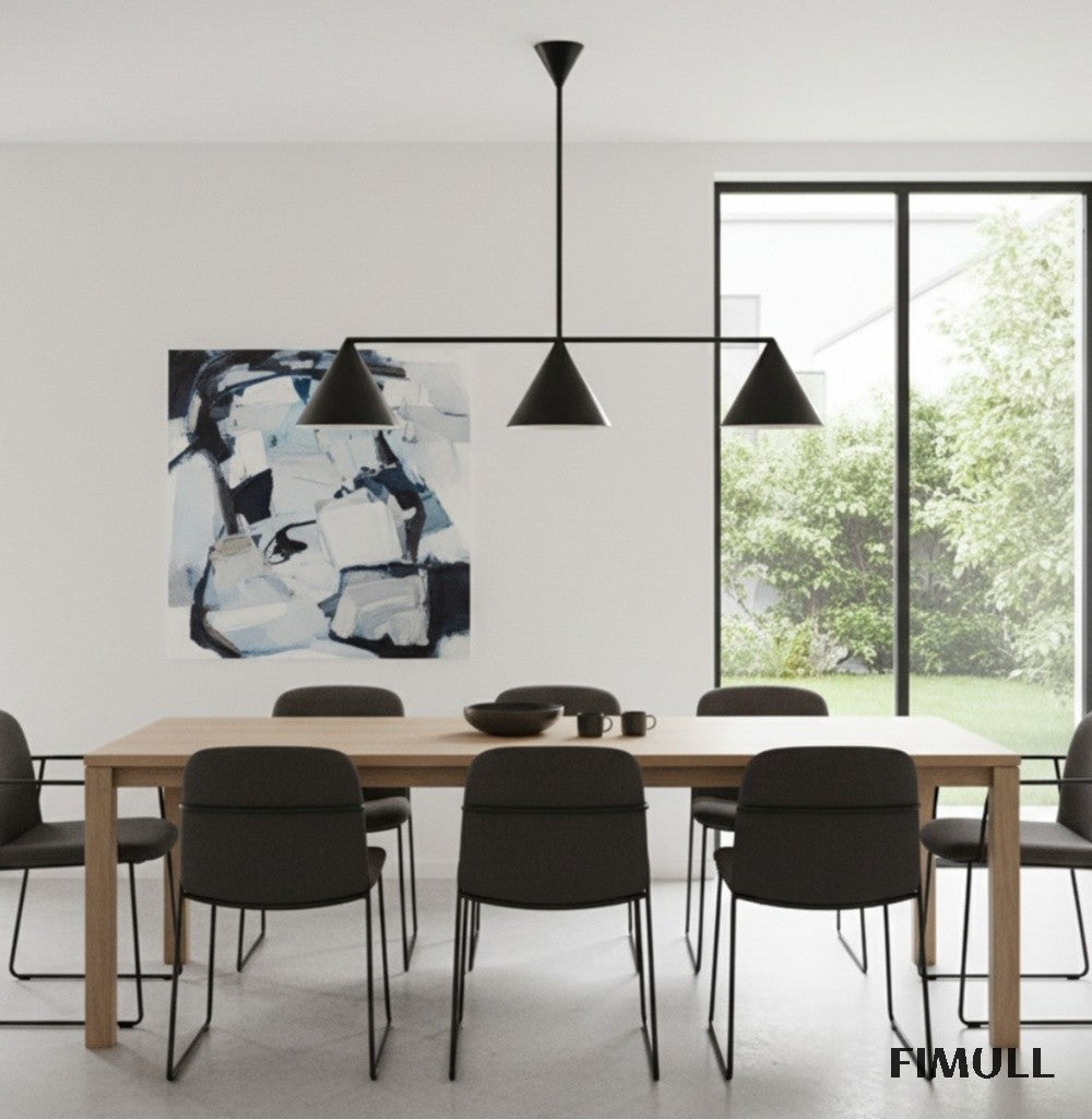 Brivana Modern Metal Chandelier - Black Cone Pendant Lamp for Office