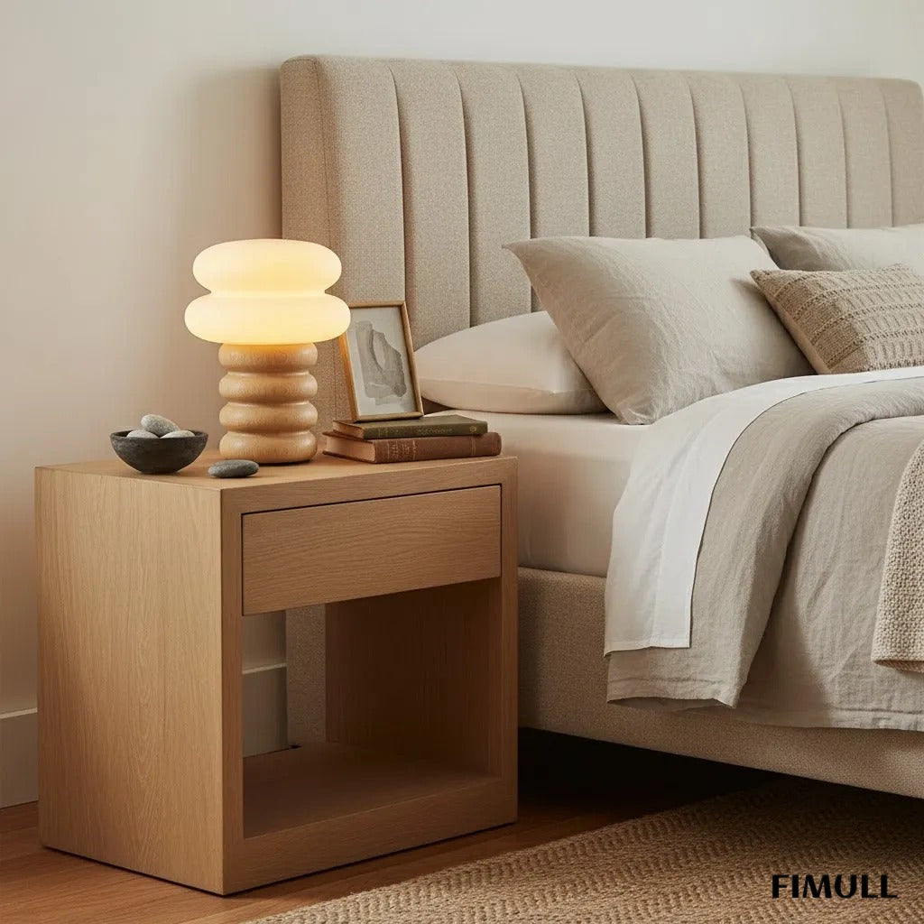 Auralume Refined Sculptural Round Disc Table Lamp for Nightstands