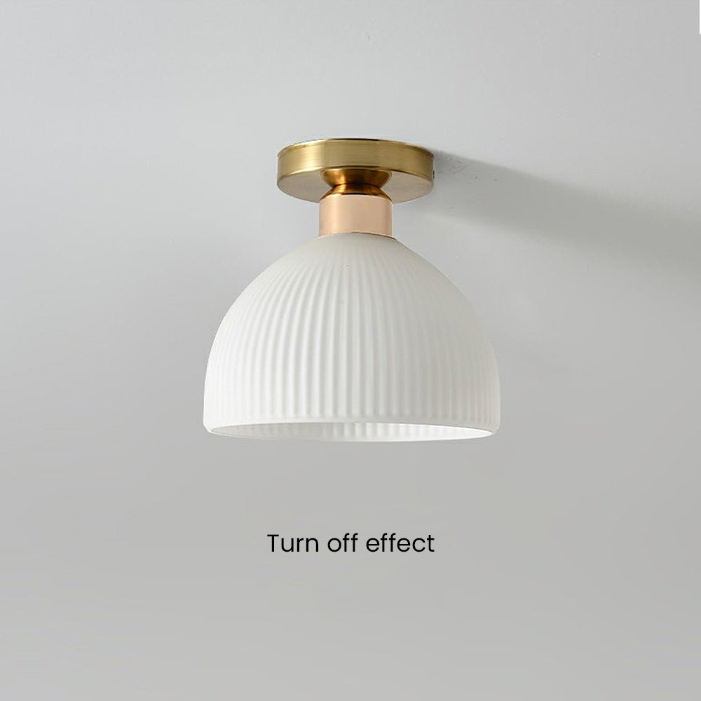 Chic Gold Ceiling Light - Mini Glass Striped Shade Lamp for Hallway