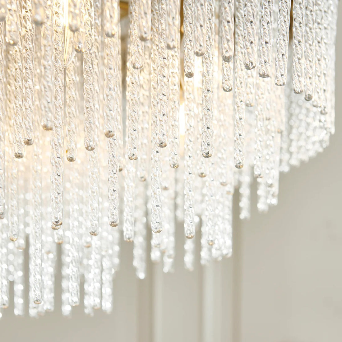 Cavara Multi-Tier Glass Rod Chandelier – Tiered Brass Pendant for Dining and Entry