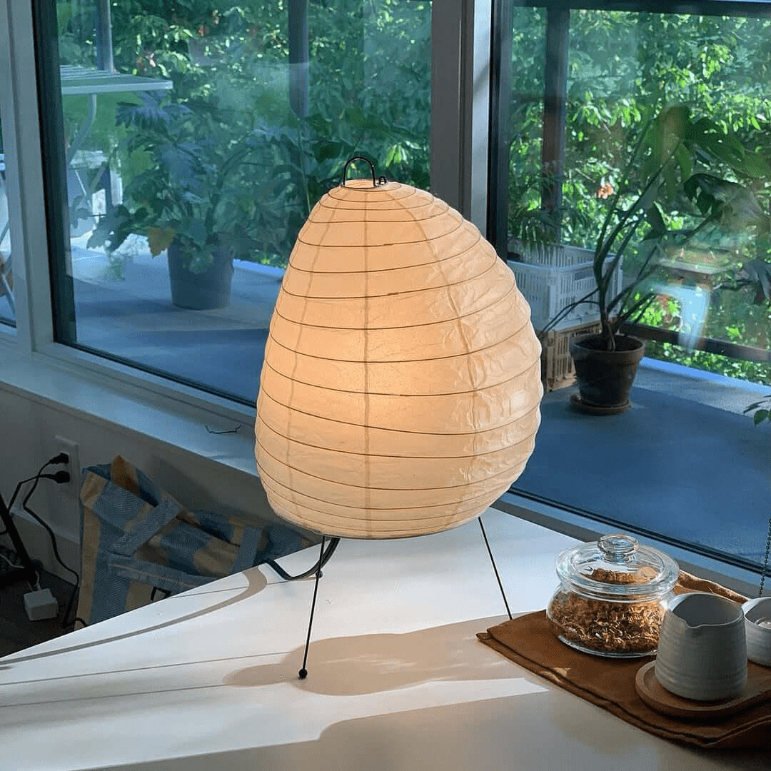 Papiertischlampe – Minimalistische Lampe im Washi-Stil für die Leseecke