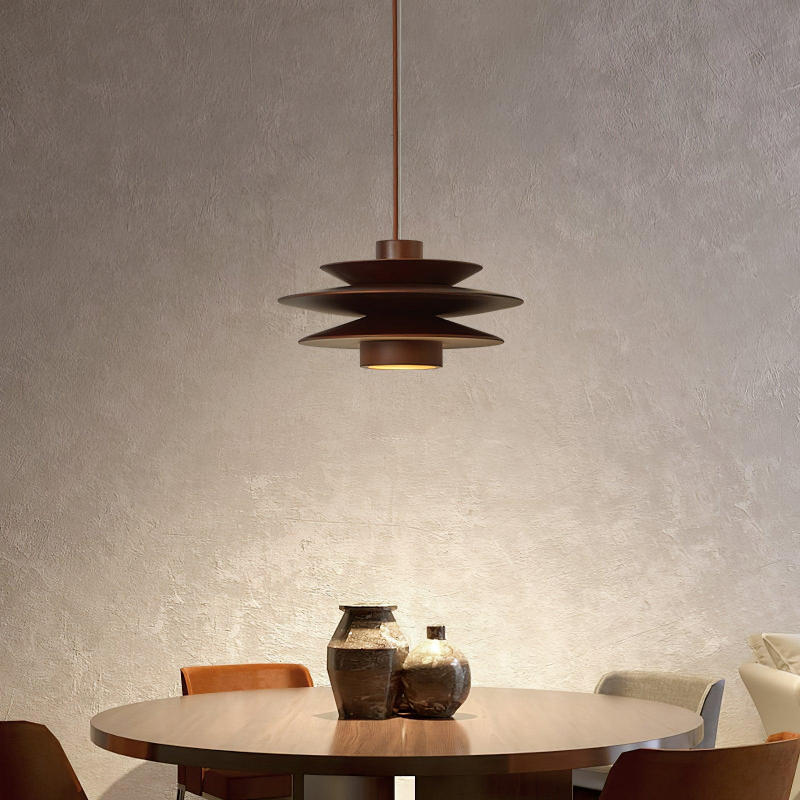 Layered Wood Plug-In Swag Pendant