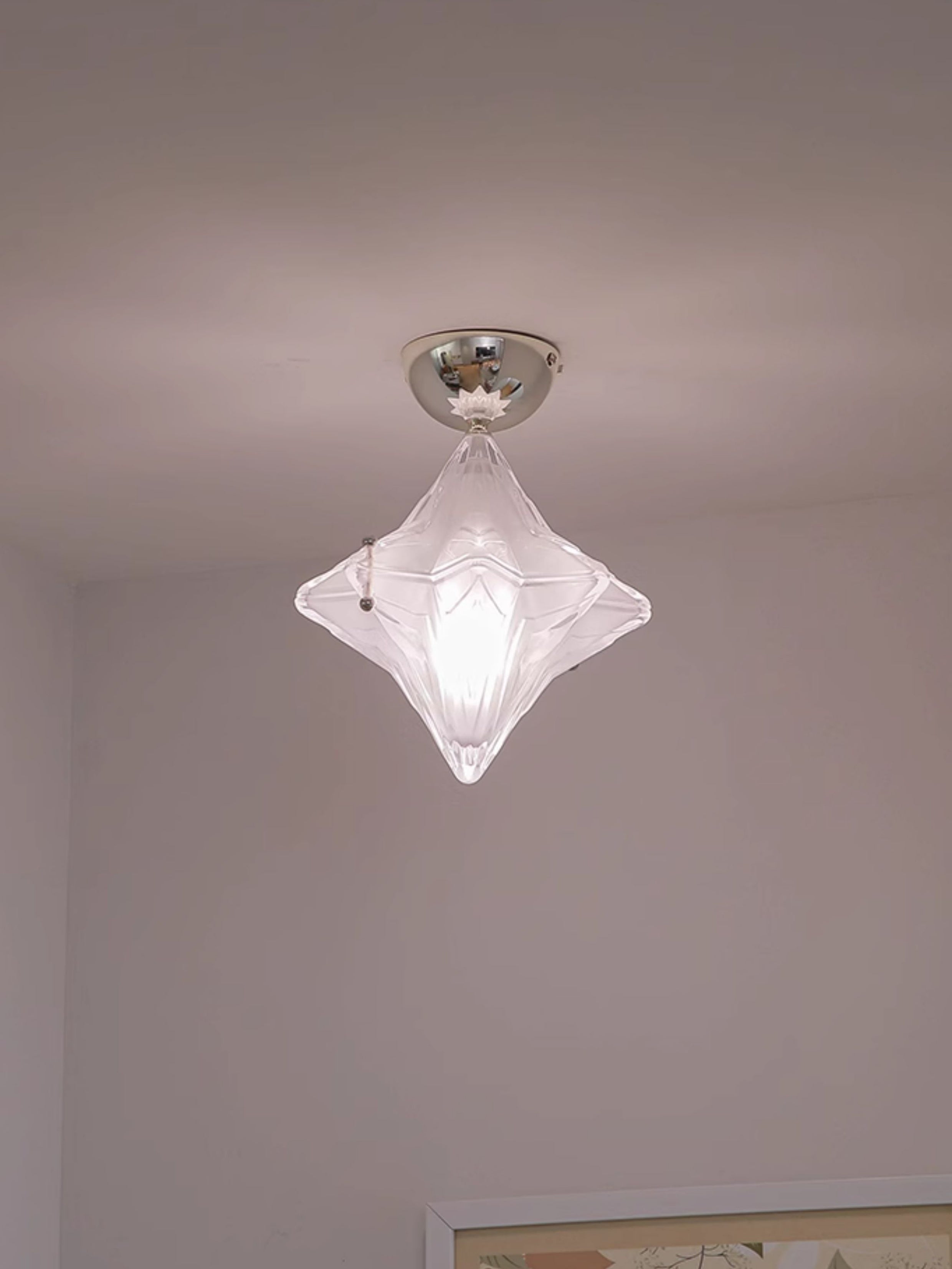 Art Deco Star Ceiling Lamp - Frosted Glass Fixture for Hallway & Entryway - Astris Ceres