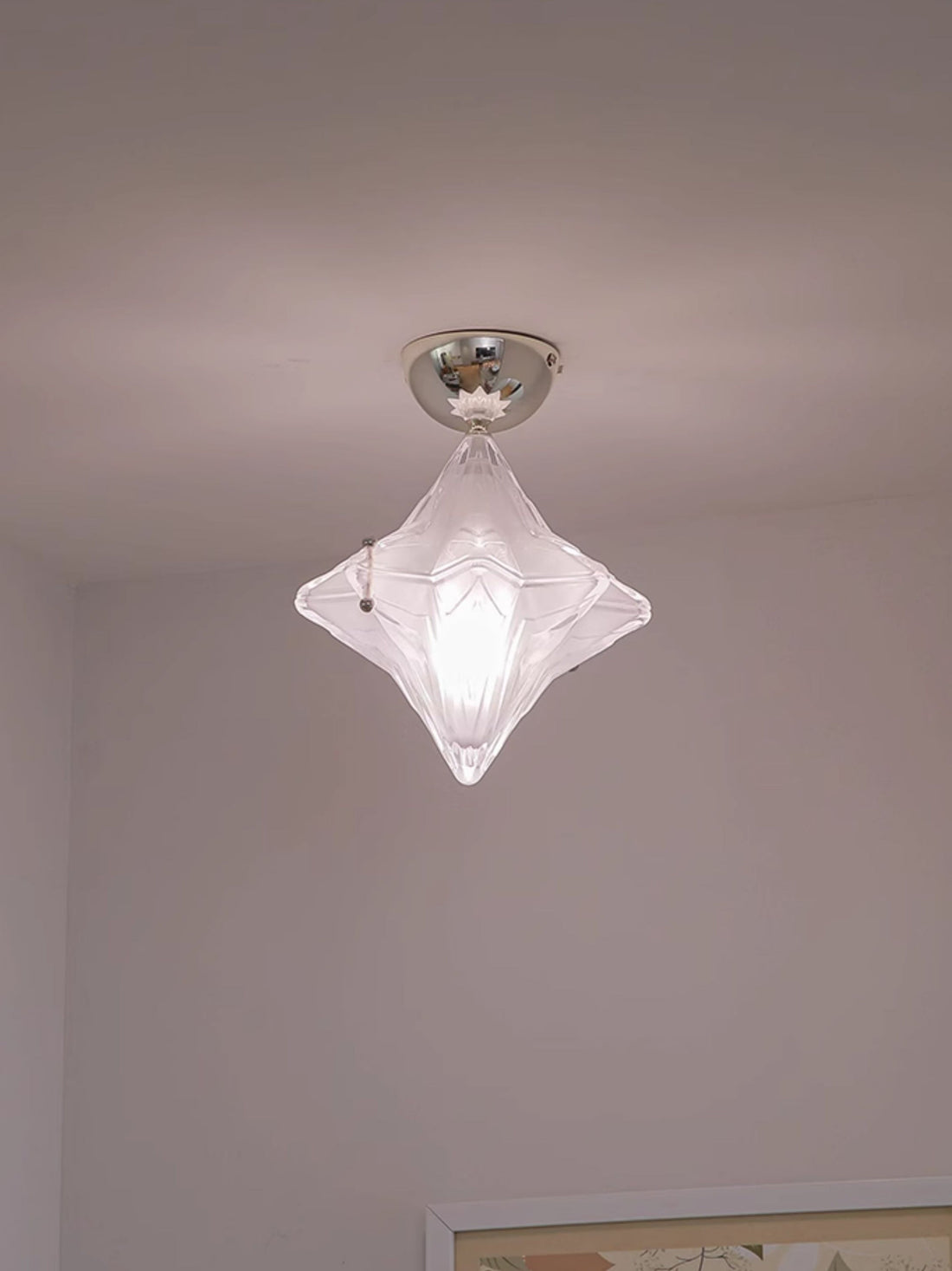 Art Deco Star Ceiling Lamp - Frosted Glass Fixture for Hallway & Entryway - Astris Ceres