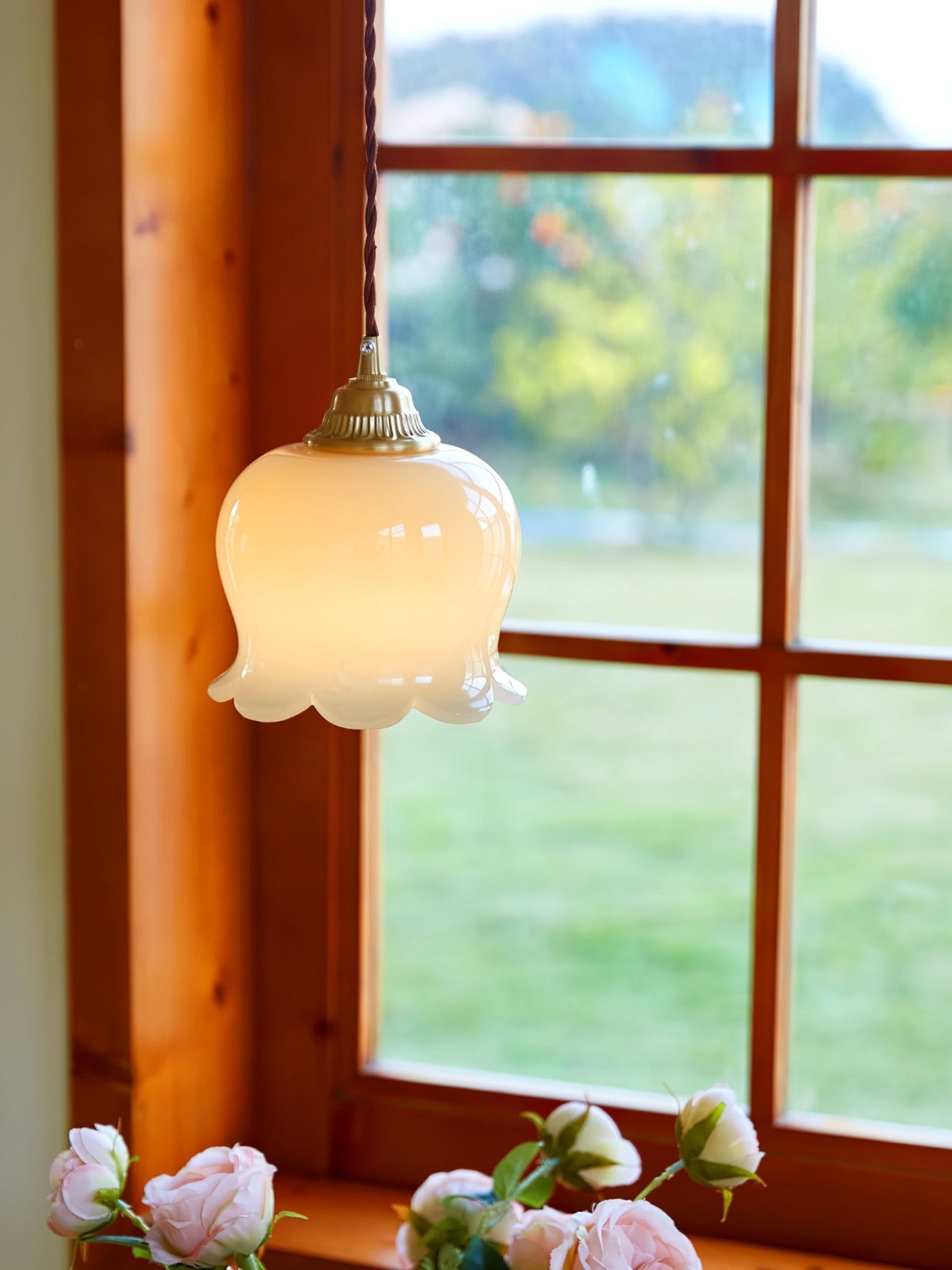 Brass Resin Petal Plug-In Pendant