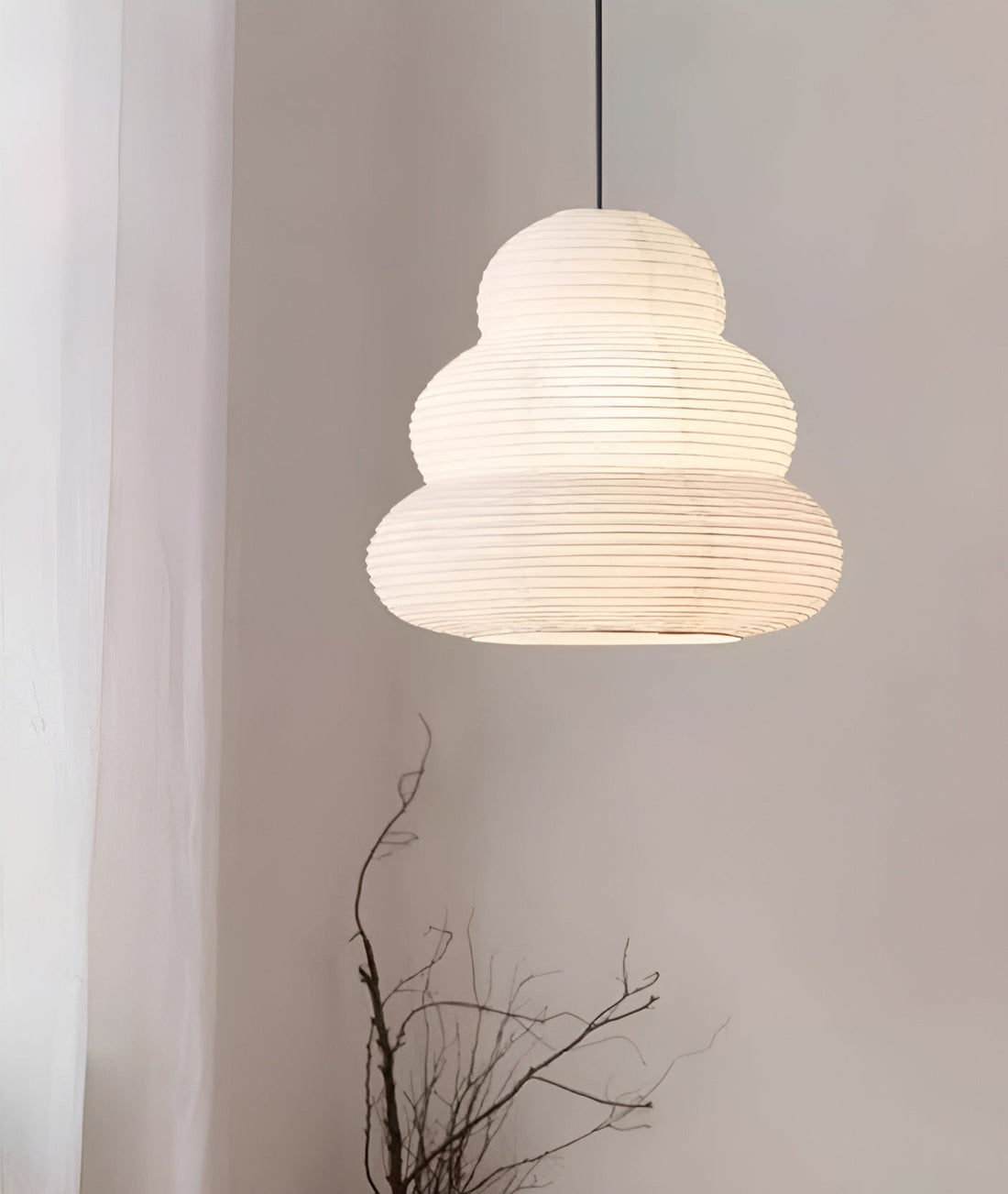 Beige Mulberry Paper Swag Pendant Light
