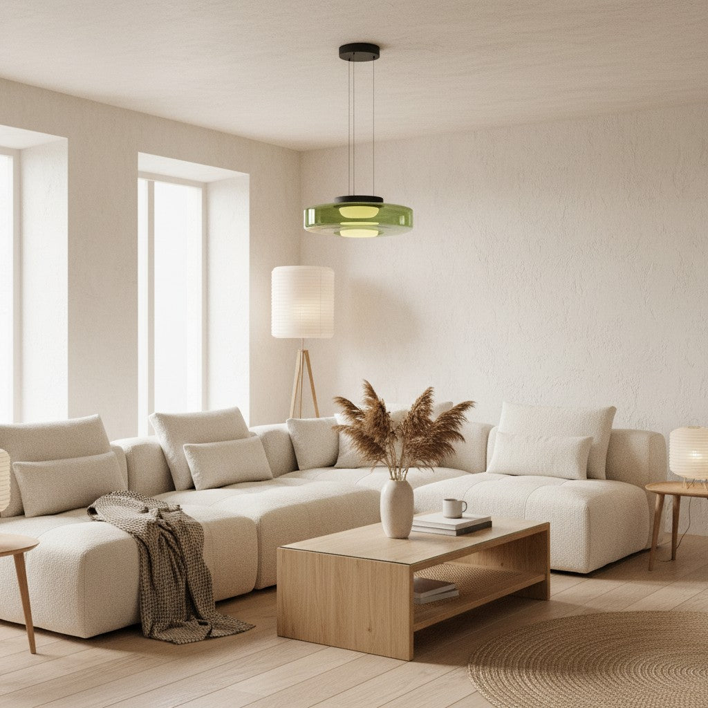 Nora Contemporary Multi-Layer Glass Pendant Lamp - Adjustable Hanging Light for Living Room or Kitchen Island