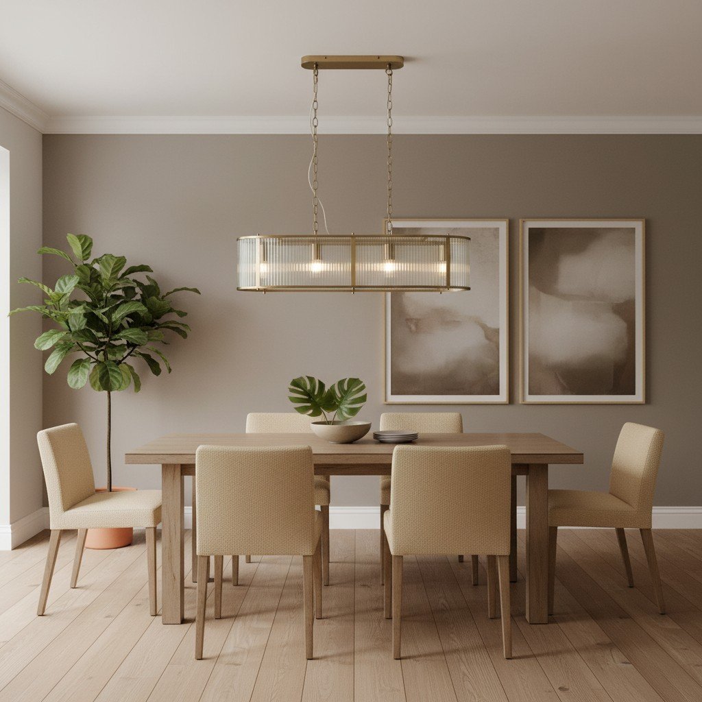 RibGlow Ribbed Glass Pendant Light - Antique Style Pendant Light for Dining Room
