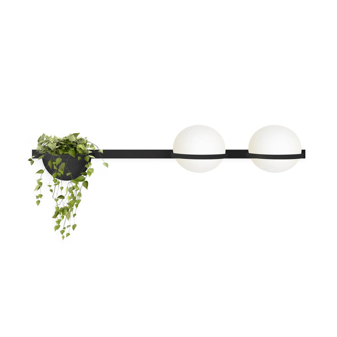 Modern Metal Wall Light - Black Frame Glowing Sphere Lamp for Garden