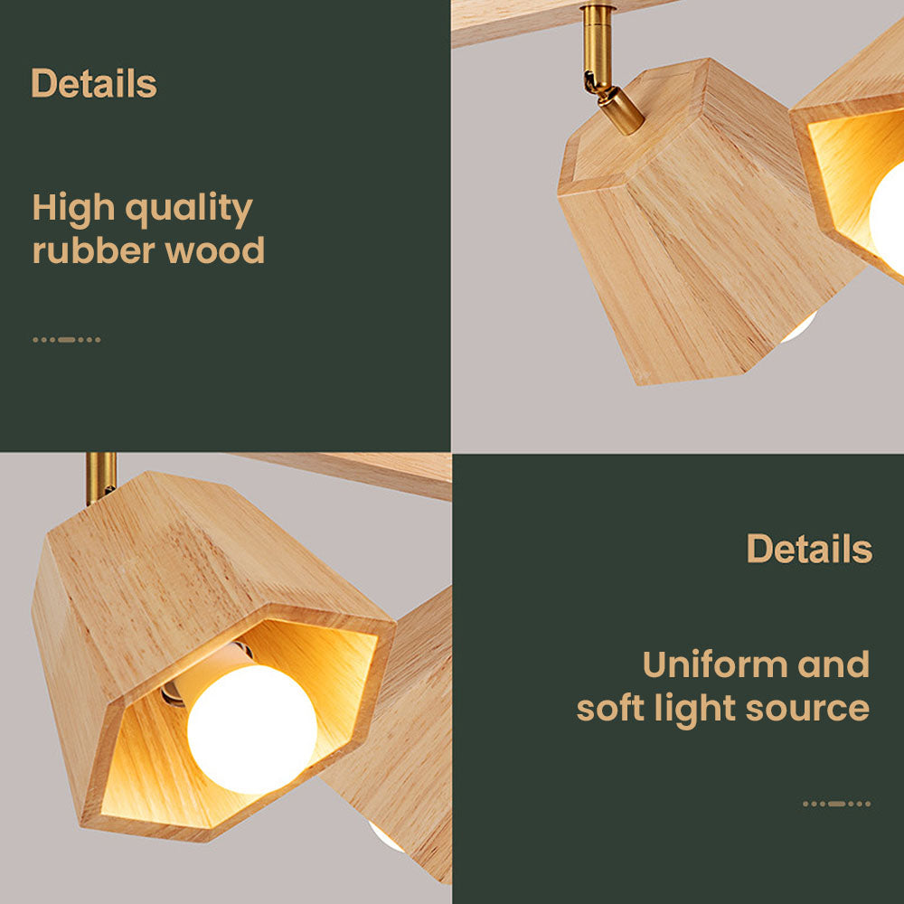 Adjustable Wood Ceiling Light - Polygons Track Light for Living Room