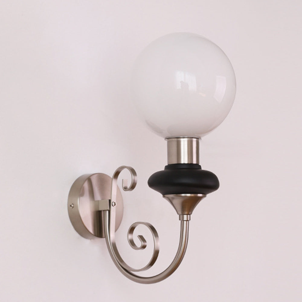 Retro Glass Wall Lamp - Single Ball Light French Style for Hallway