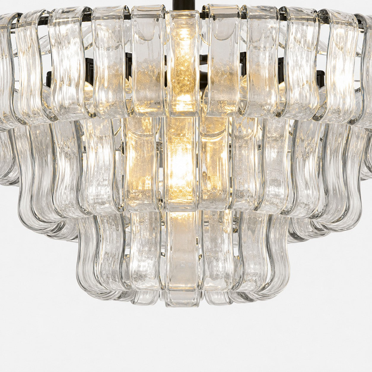 French vintage ripple glass chandelier with smoked glass