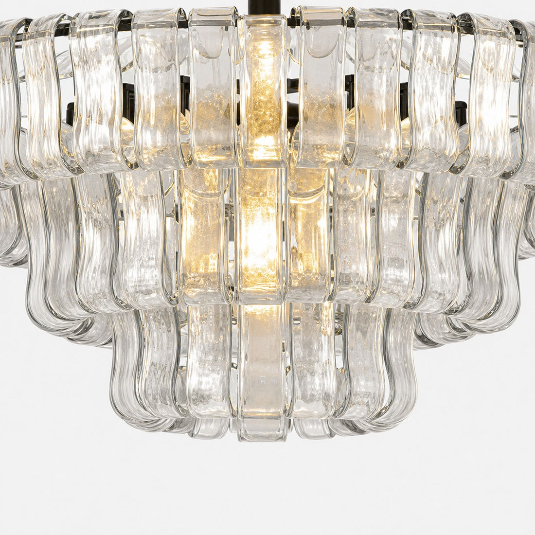 French vintage ripple glass chandelier with smoked glass