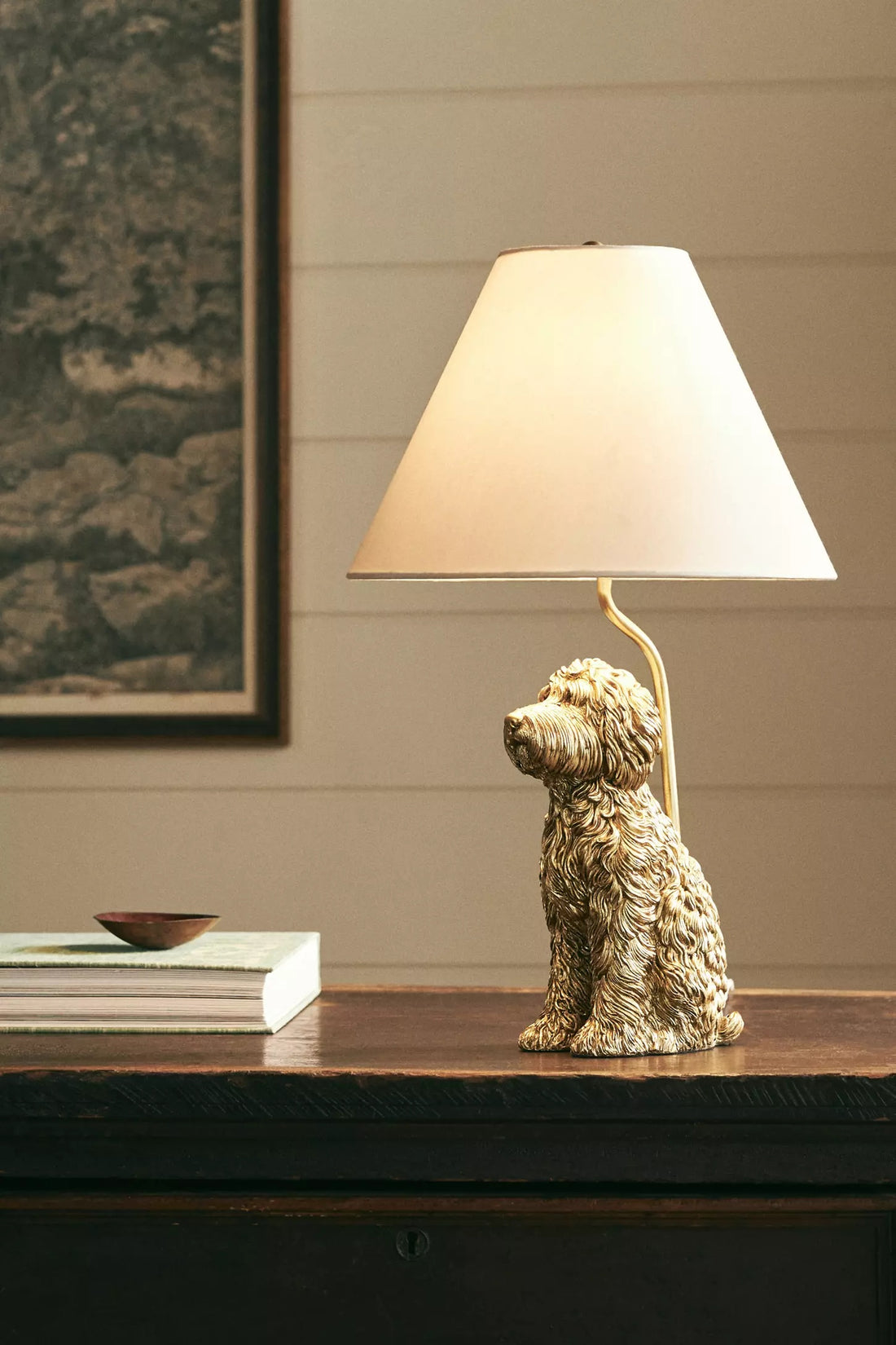 Pawdia Unique Table Lamp - Decorative Fabric Animal Bedside Lamp