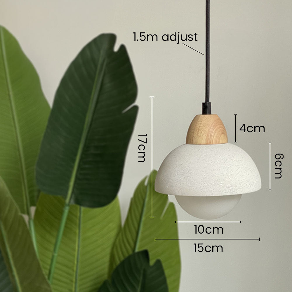 White Stone Pendant Light - Minimalist Kitchen Island Lighting Modern