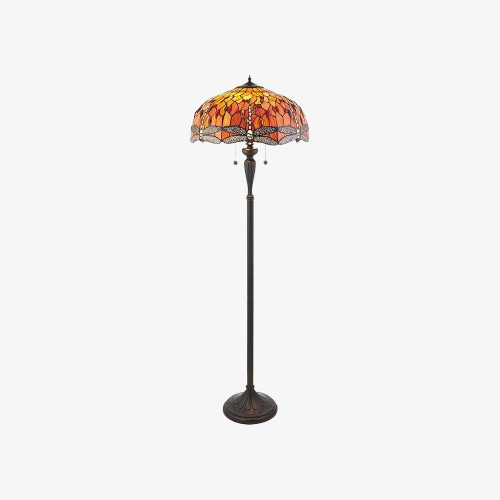 TF Dragonfly Motif Floor Lamp – Vintage Stained-Glass for Living Rooms