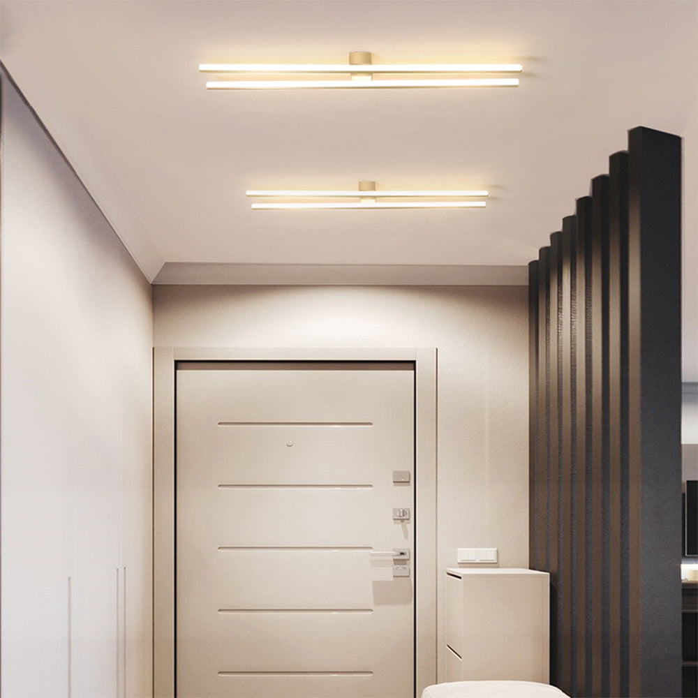 Double Linear Ceiling Light - Industrial Iron LED Lamp for Living Room