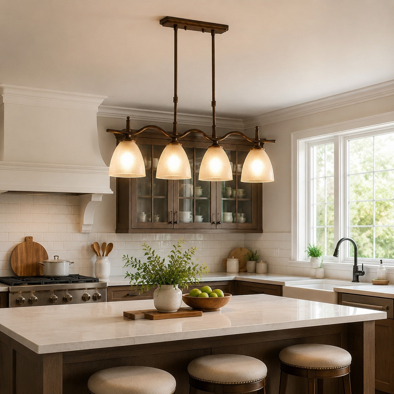 Vintage Linear Glass Pendant Fixture