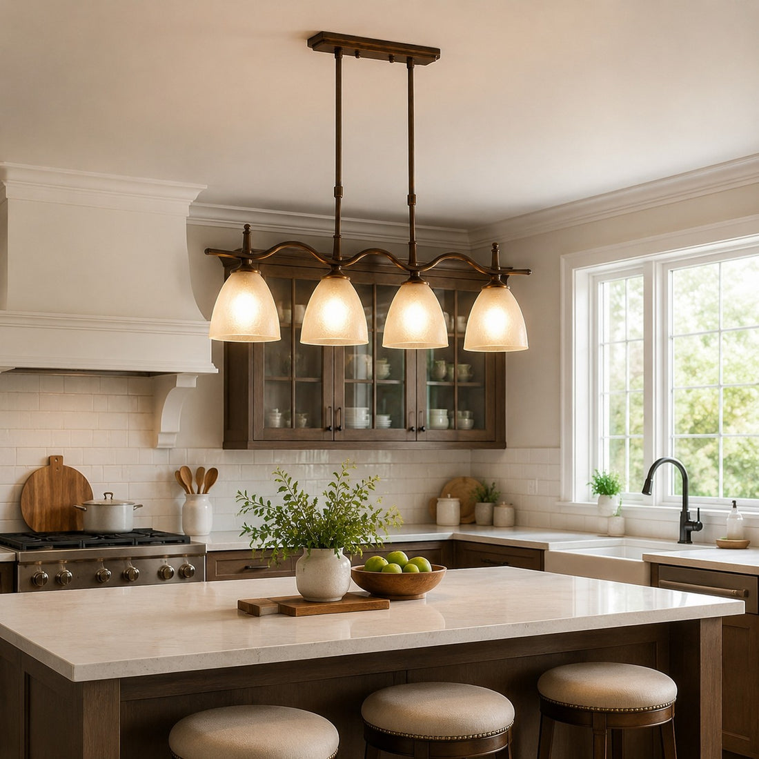Vintage Linear Glass Pendant Fixture