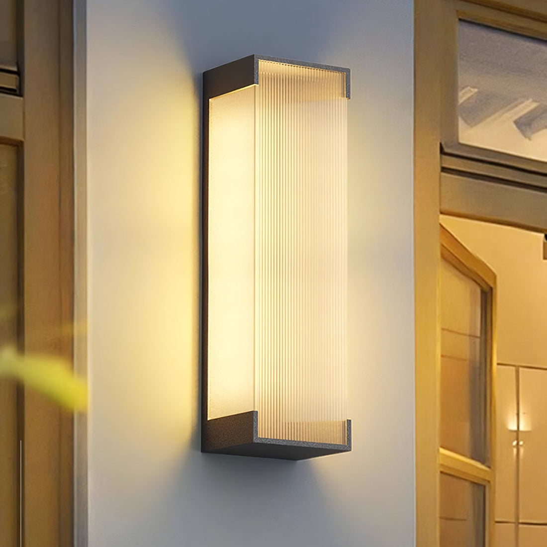 Rechteckige Außenwandleuchte - Moderne schwarze Lampe für Veranda &amp; Garten