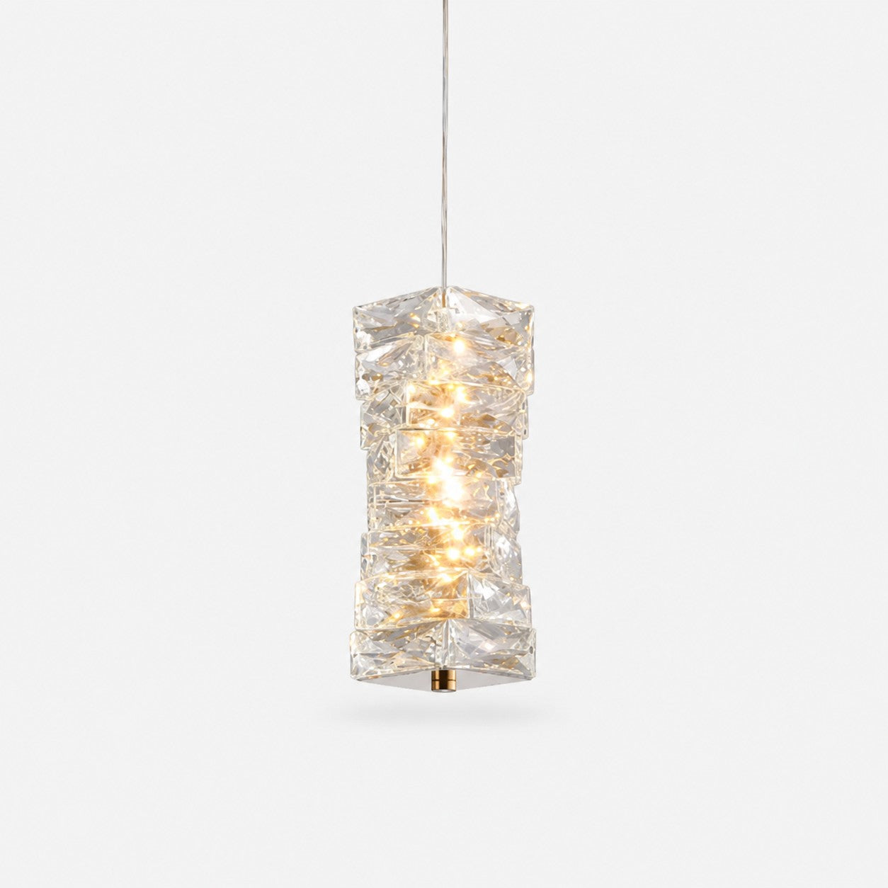 Sculptural Crystal Column LED Pendant Light