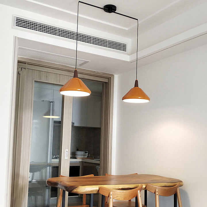 Orange Iron Cone Pendant Lamp - Simple Kitchen Island Lighting Fixture