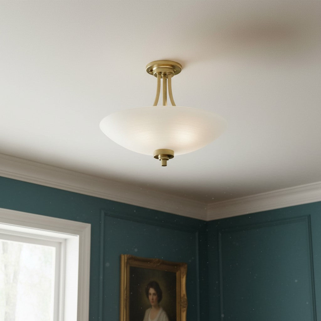 Lunetal Timeless Three-Arm Structure Semi Flush Chandelier – Vintage Pendant Light for Bedroom or Entry