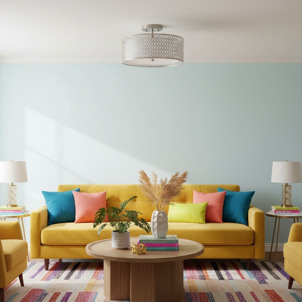 Liorin Geometric Mesh 3‑Light Flush Ceiling Light - Mesh Metal Lamp for Living Room or Hallway