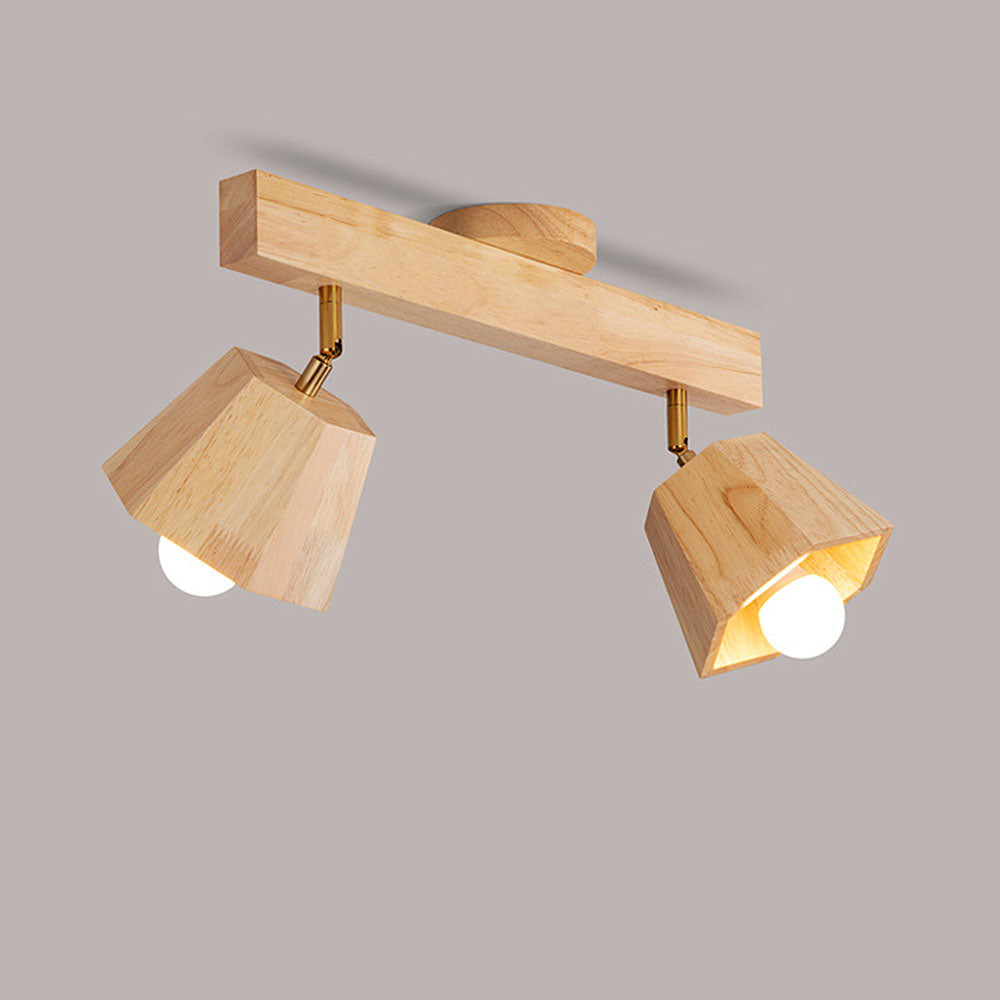 Adjustable Wood Ceiling Light - Polygons Track Light for Living Room