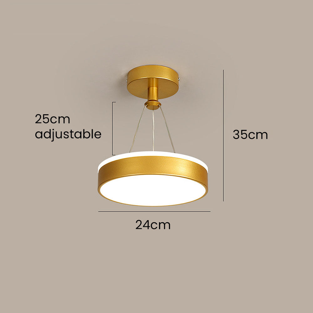 Metal LED Round Pendant Light - Modern LED Ceiling Fixture for Hallway
