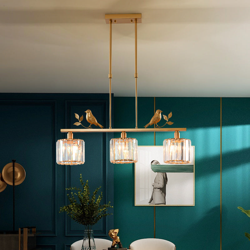Crystal Island Pendant Light - Multi-Head Bird Theme Luxe Design