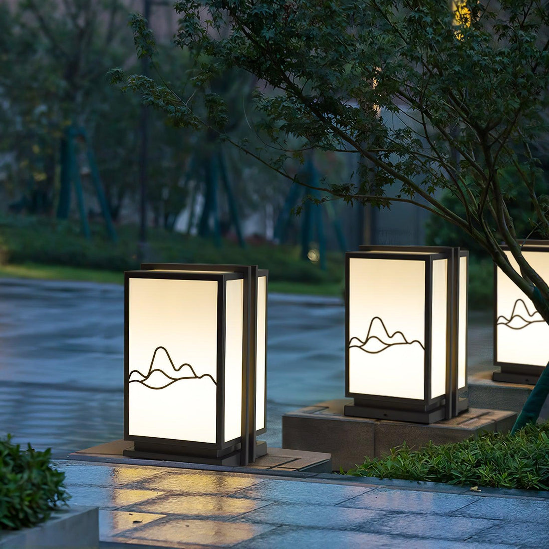 Mountain Outdoor Post Light - Stainless Steel Acrylic Minimalist Lamp