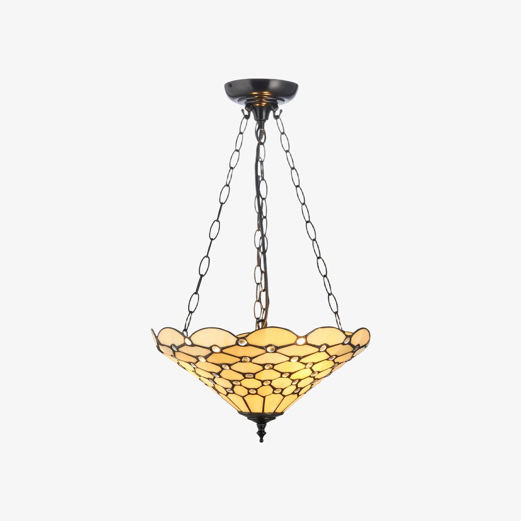TF Pearl Handcrafted Tiffany Ceiling Light – Art Deco Stained Glass Light for Hallway or Living Room