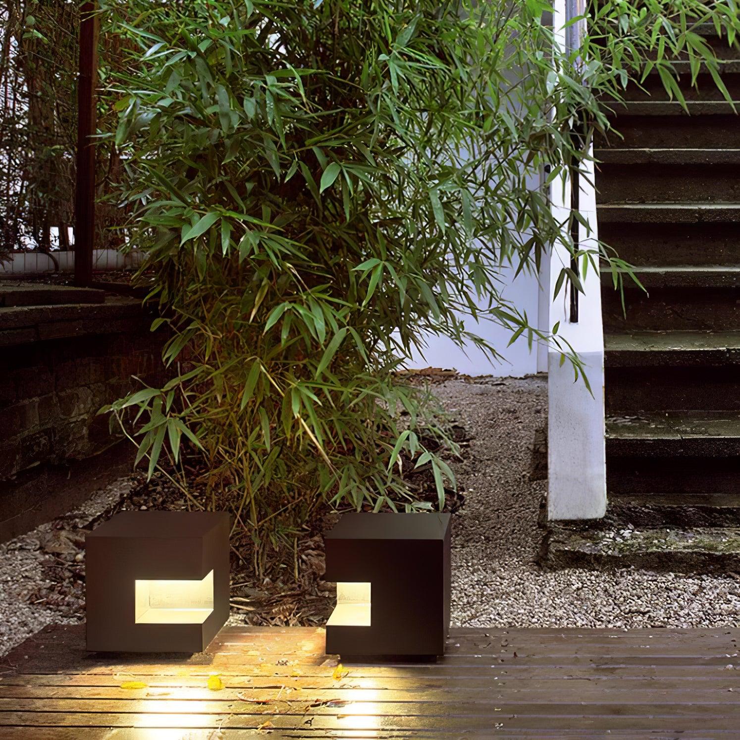 Cube Post Outdoor Light - Cube Outdoor Lamp Great for Courtyards